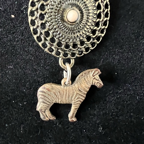 Zebra dangle Earrings are bronze color 3” - Picture 4 of 9